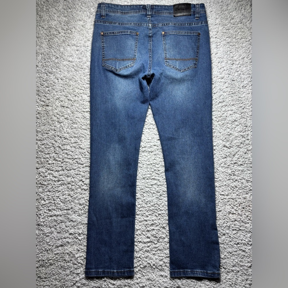 Men's Blue Denim Jeans - Classic Straight Fit - Picture 4 of 4